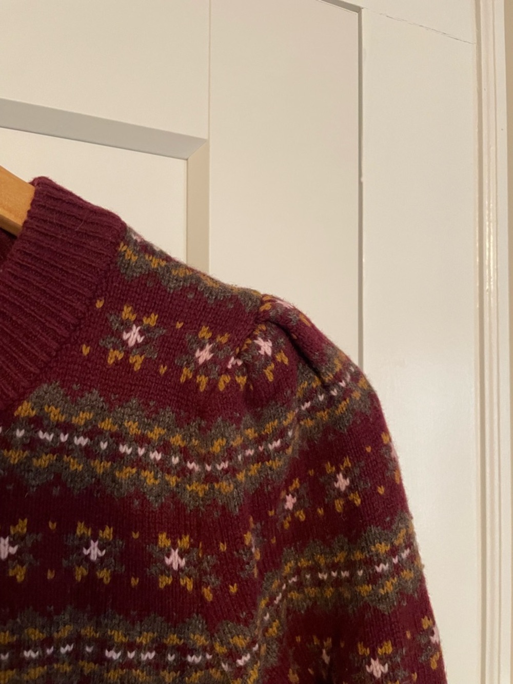 Faherty Maroon Fair Isle Crewneck Sweater - Picture 5 of 5